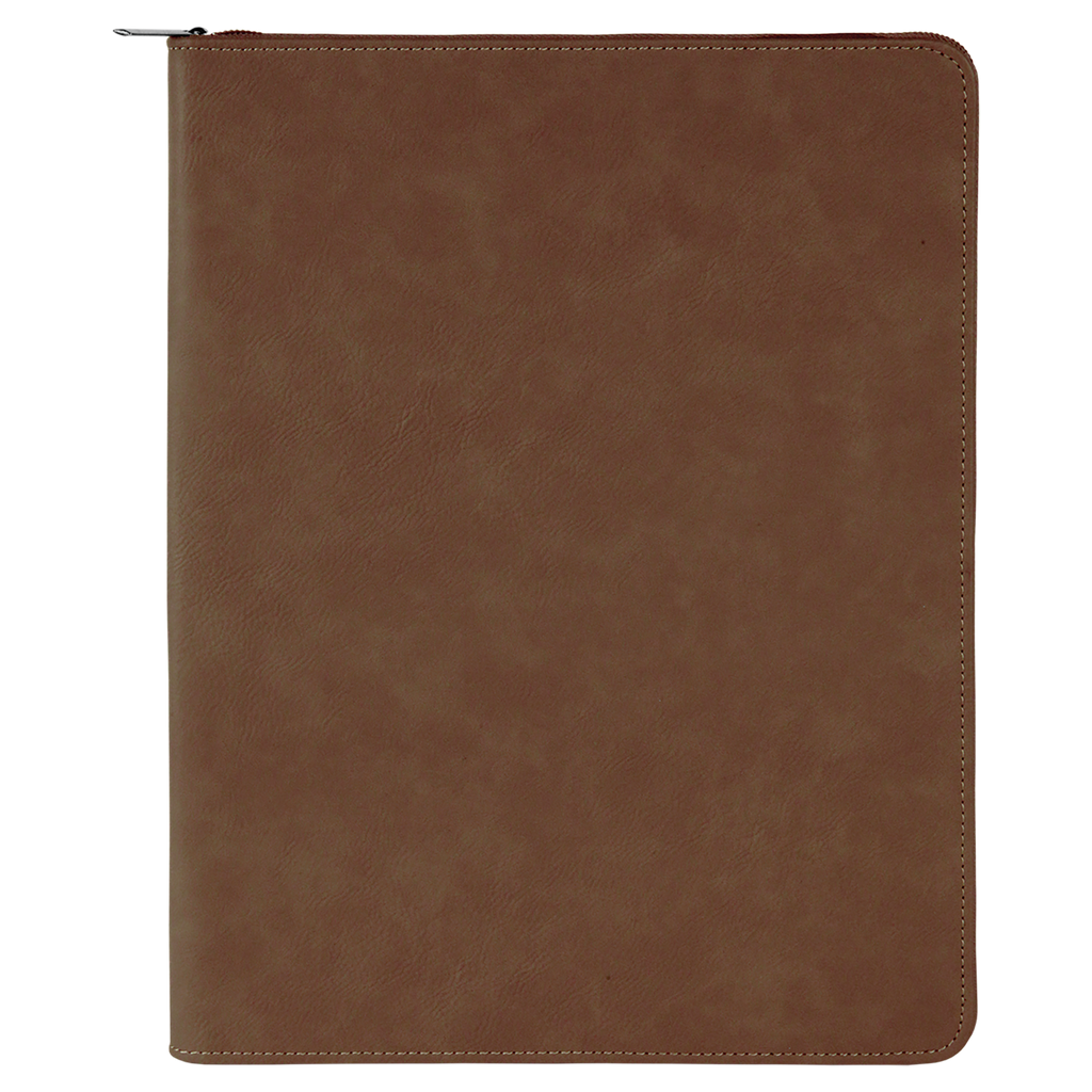 Dark Brown Leatherette Portfolio with Zipper blank-preview