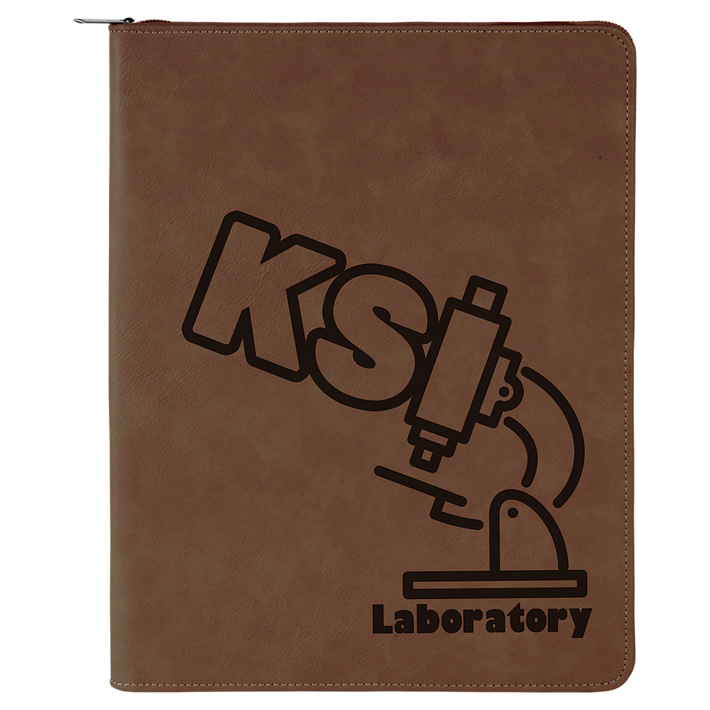 Dark Brown Leatherette Portfolio with Zipper