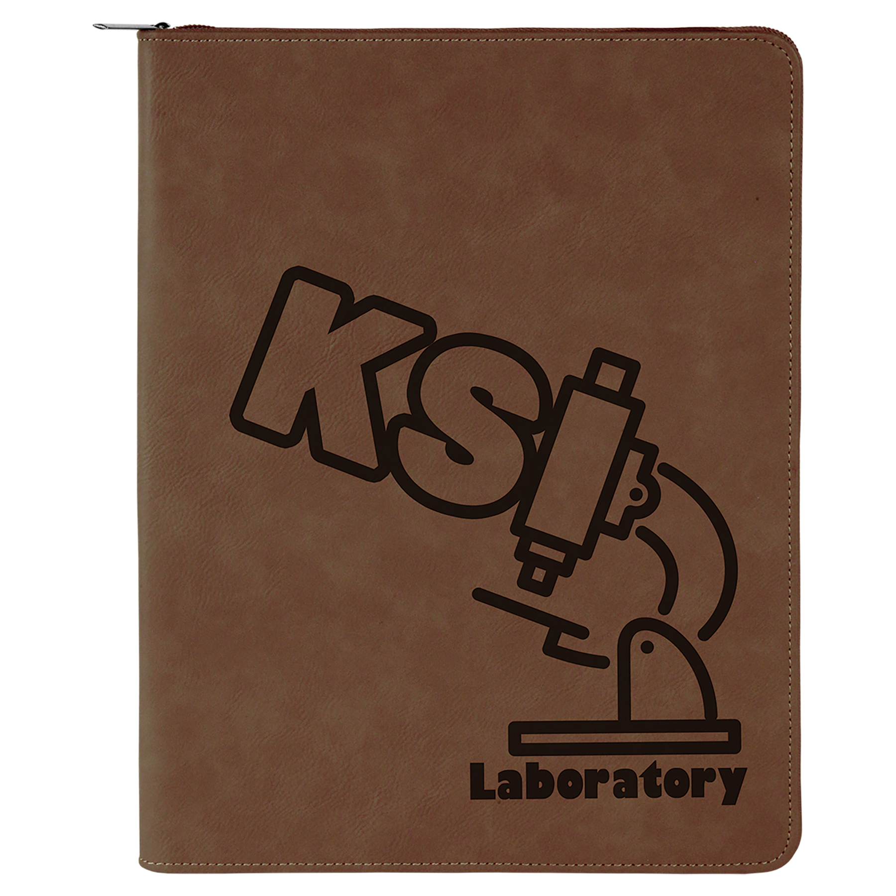 Dark Brown Leatherette Portfolio with Zipper