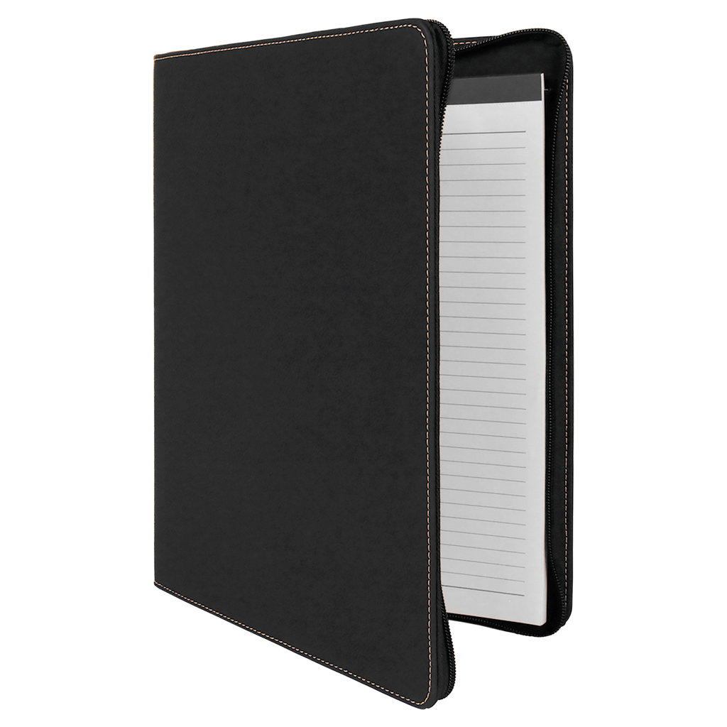 Black/Gold Leatherette Portfolio with Zipper