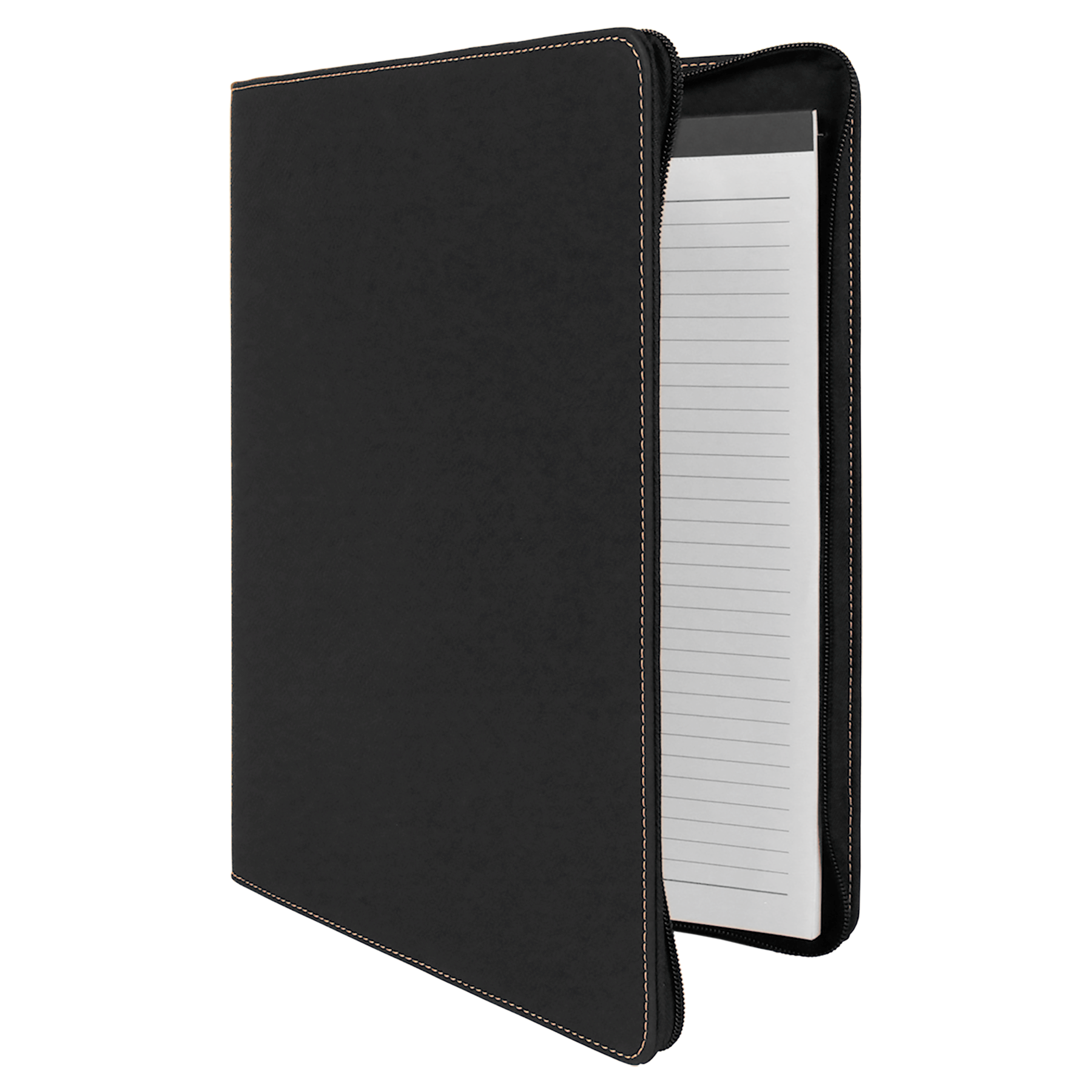 Black/Gold Leatherette Portfolio with Zipper