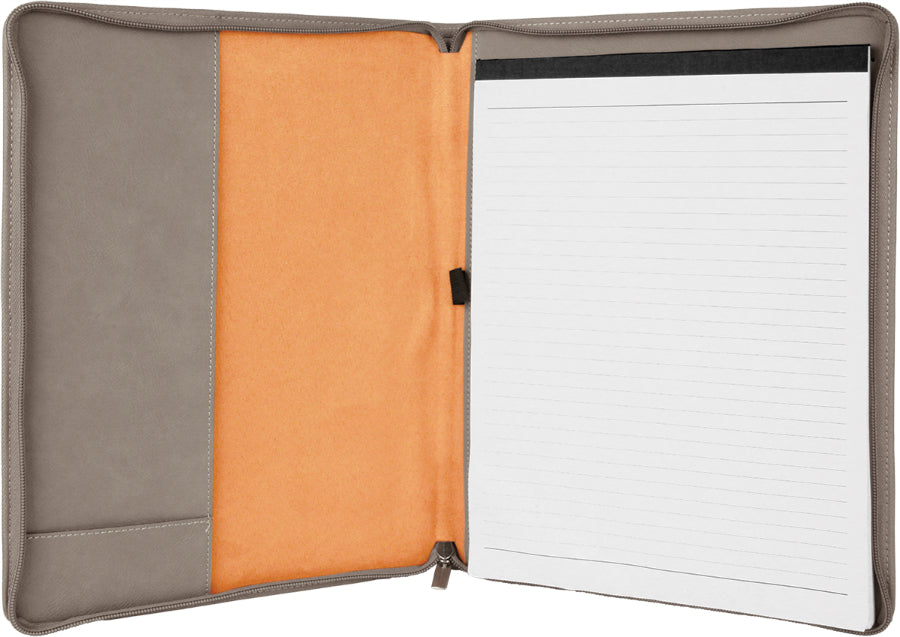 Gray Leatherette Portfolio with Zipper