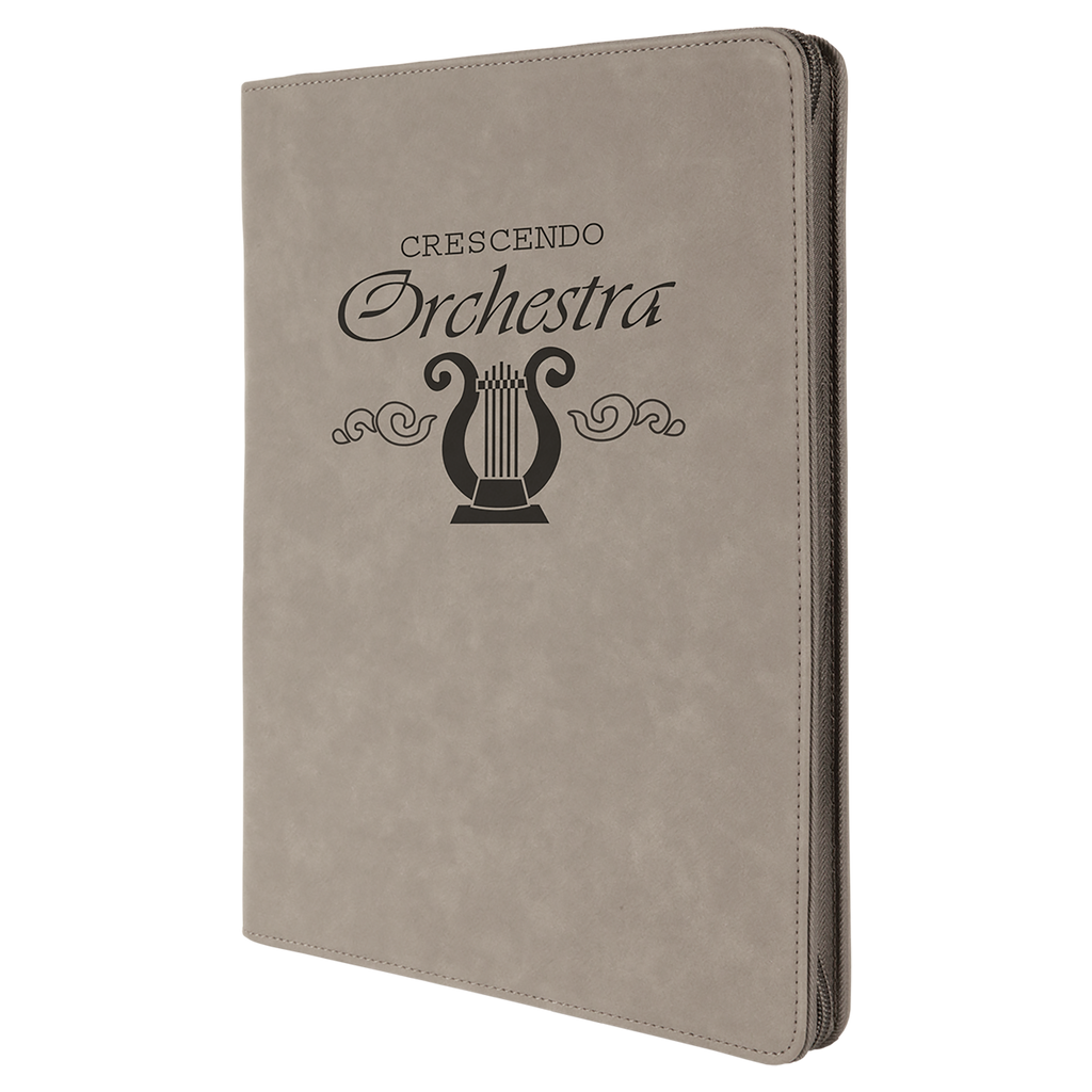 Gray Leatherette Portfolio with Zipper