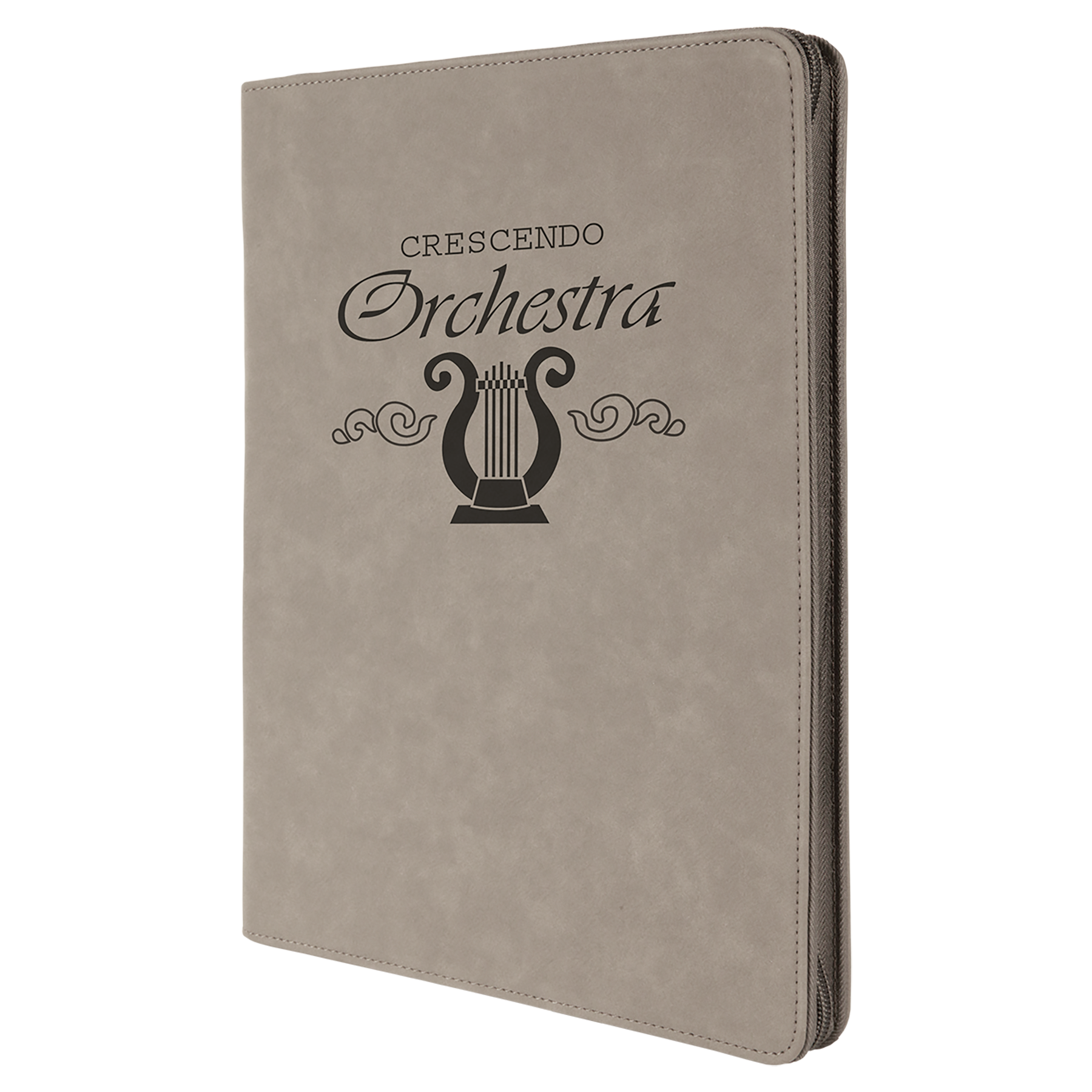 Gray Leatherette Portfolio with Zipper
