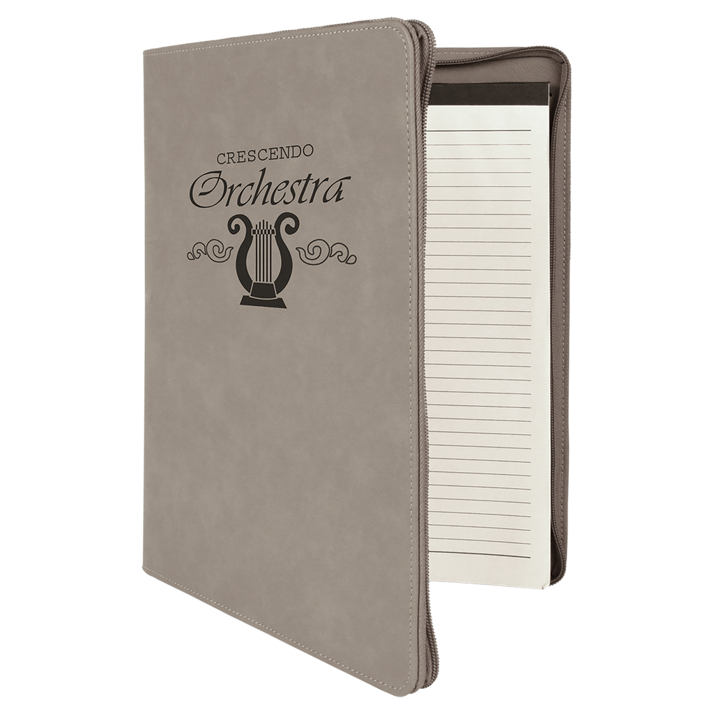 Gray Leatherette Portfolio with Zipper