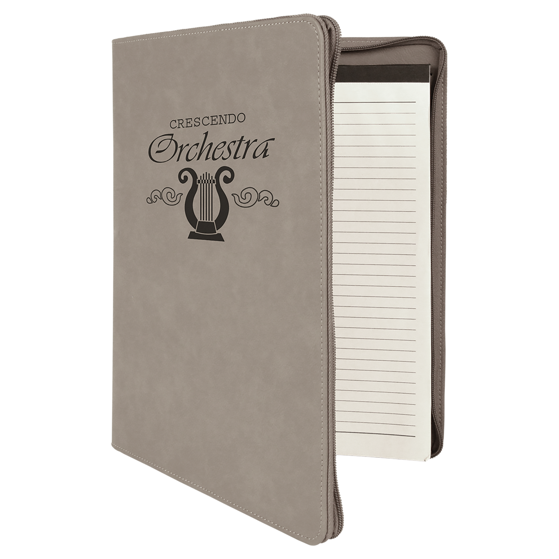 Gray Leatherette Portfolio with Zipper