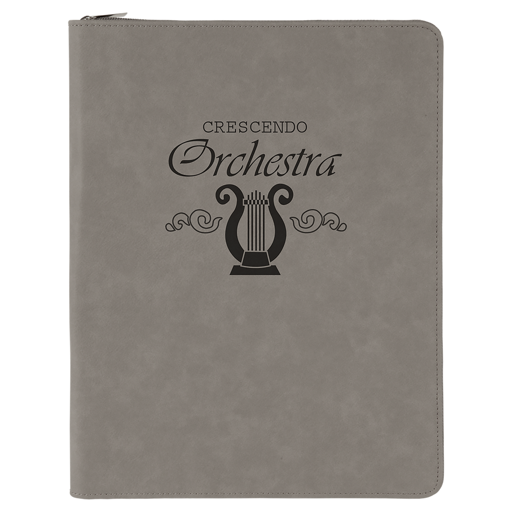 Gray Leatherette Portfolio with Zipper