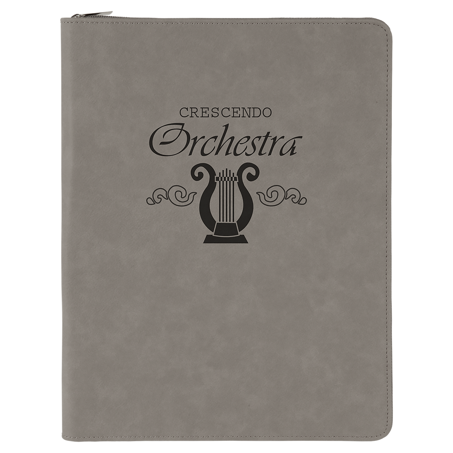 Gray Leatherette Portfolio with Zipper