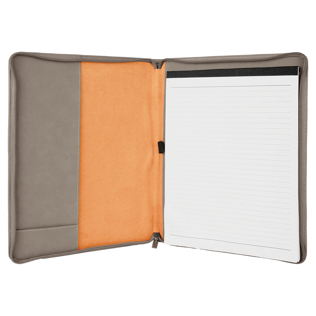 Gray Leatherette Portfolio with Zipper