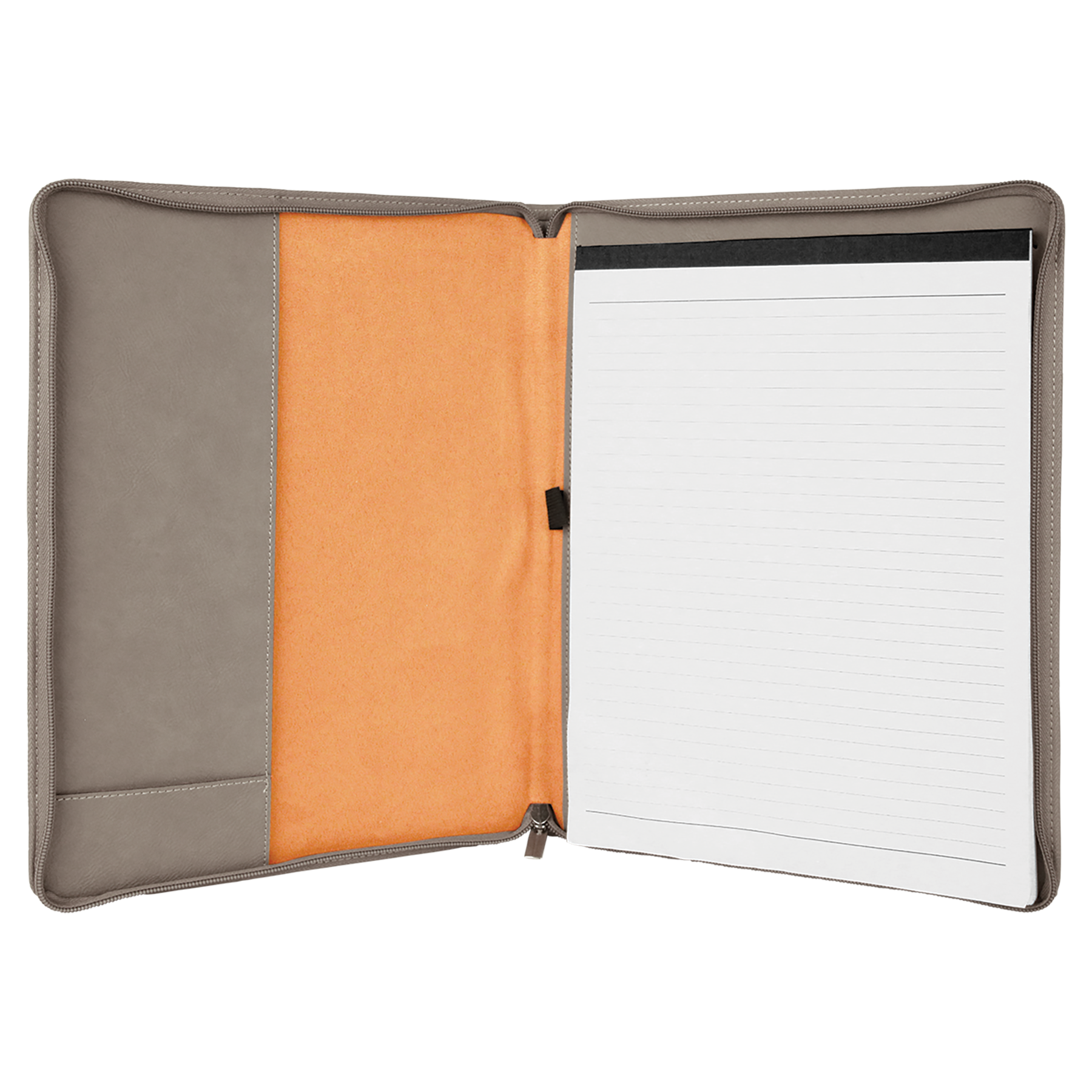 Gray Leatherette Portfolio with Zipper