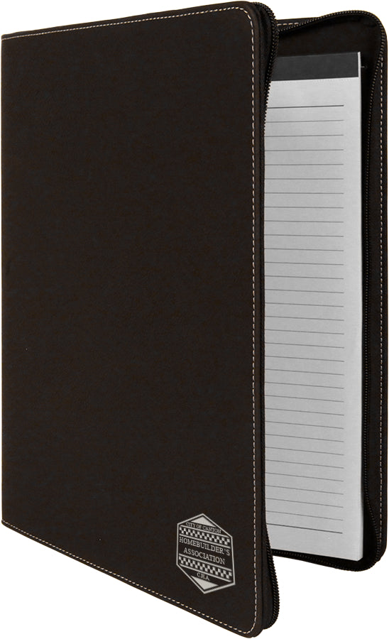 Black/Silver Leatherette Portfolio with Zipper
