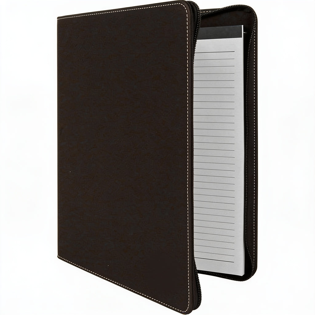 Black/Silver Leatherette Portfolio with Zipper blank-preview