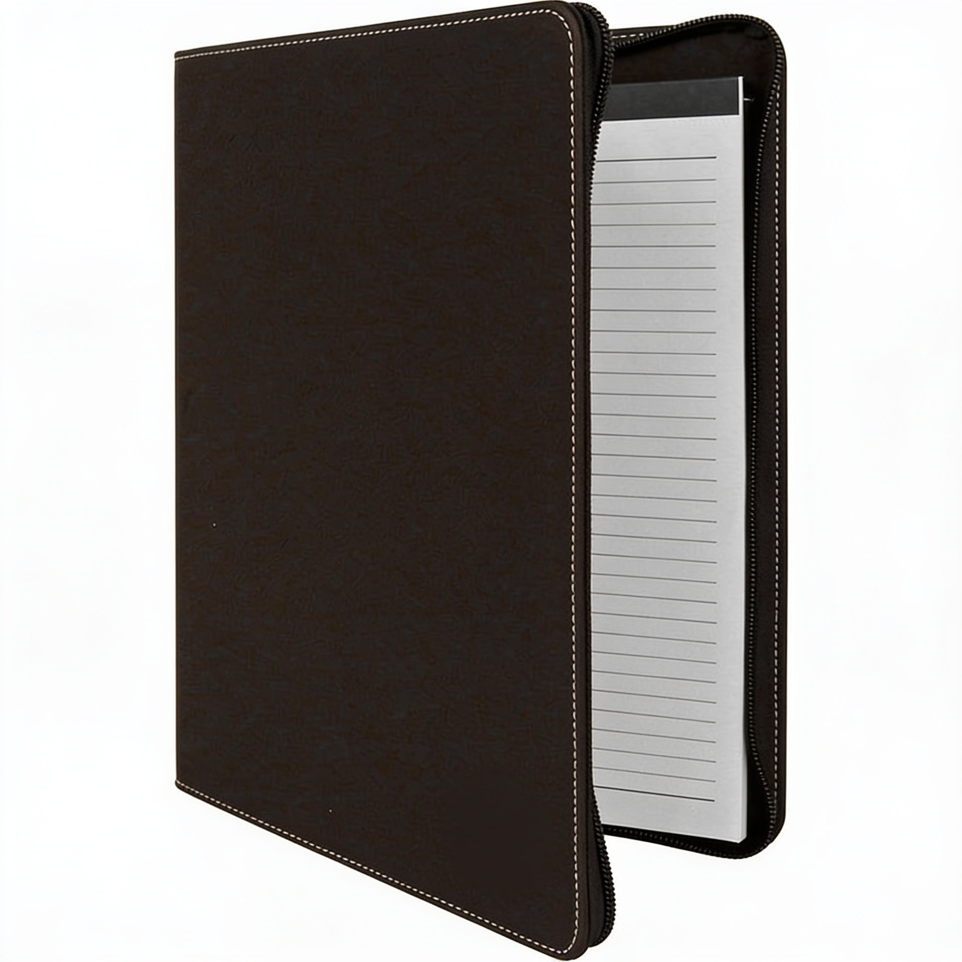 Black/Silver Leatherette Portfolio with Zipper blank-preview