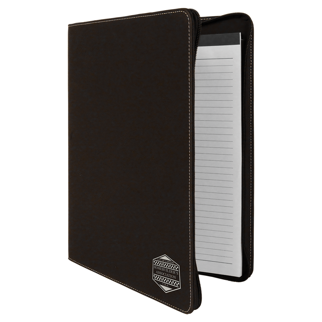 Black/Silver Leatherette Portfolio with Zipper