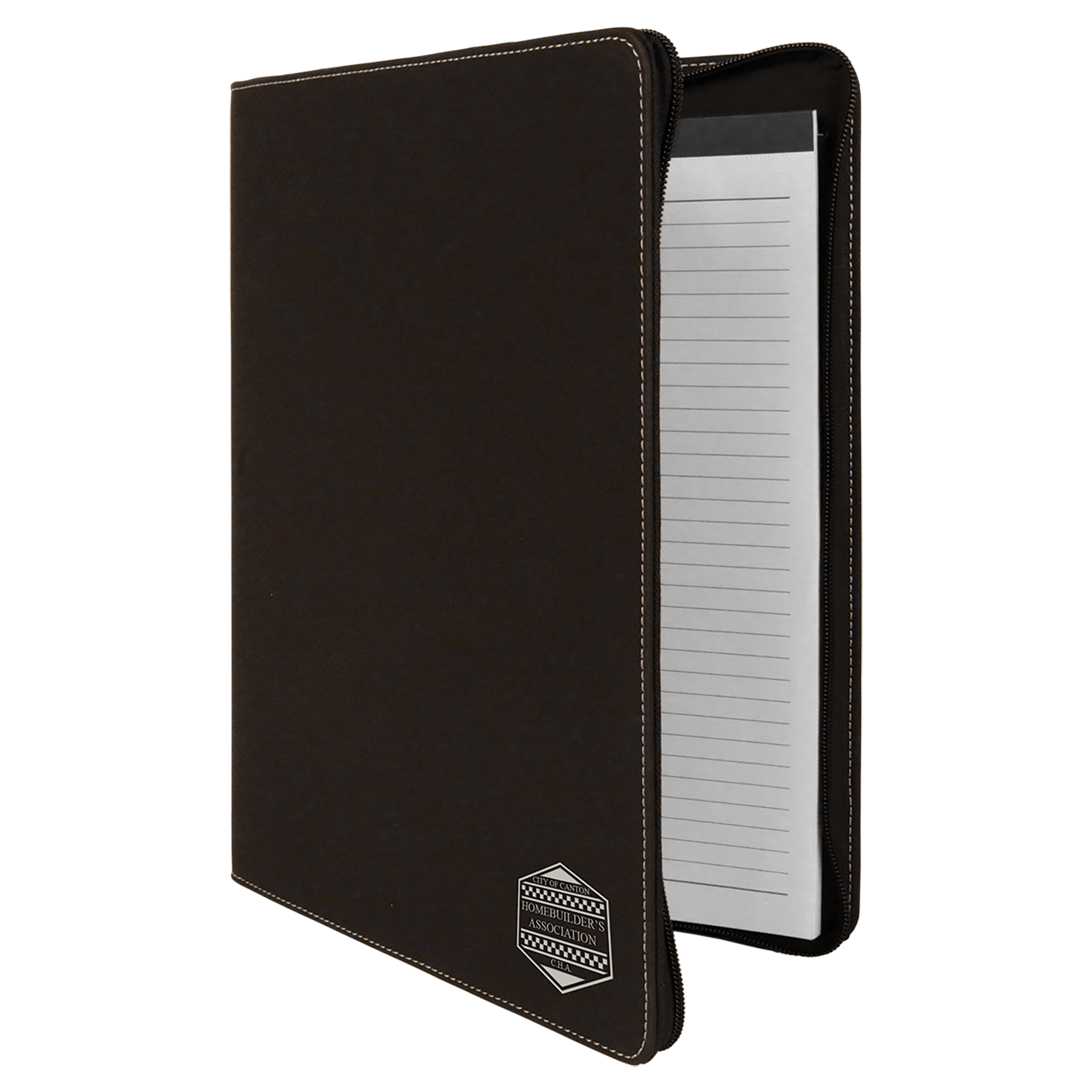 Black/Silver Leatherette Portfolio with Zipper