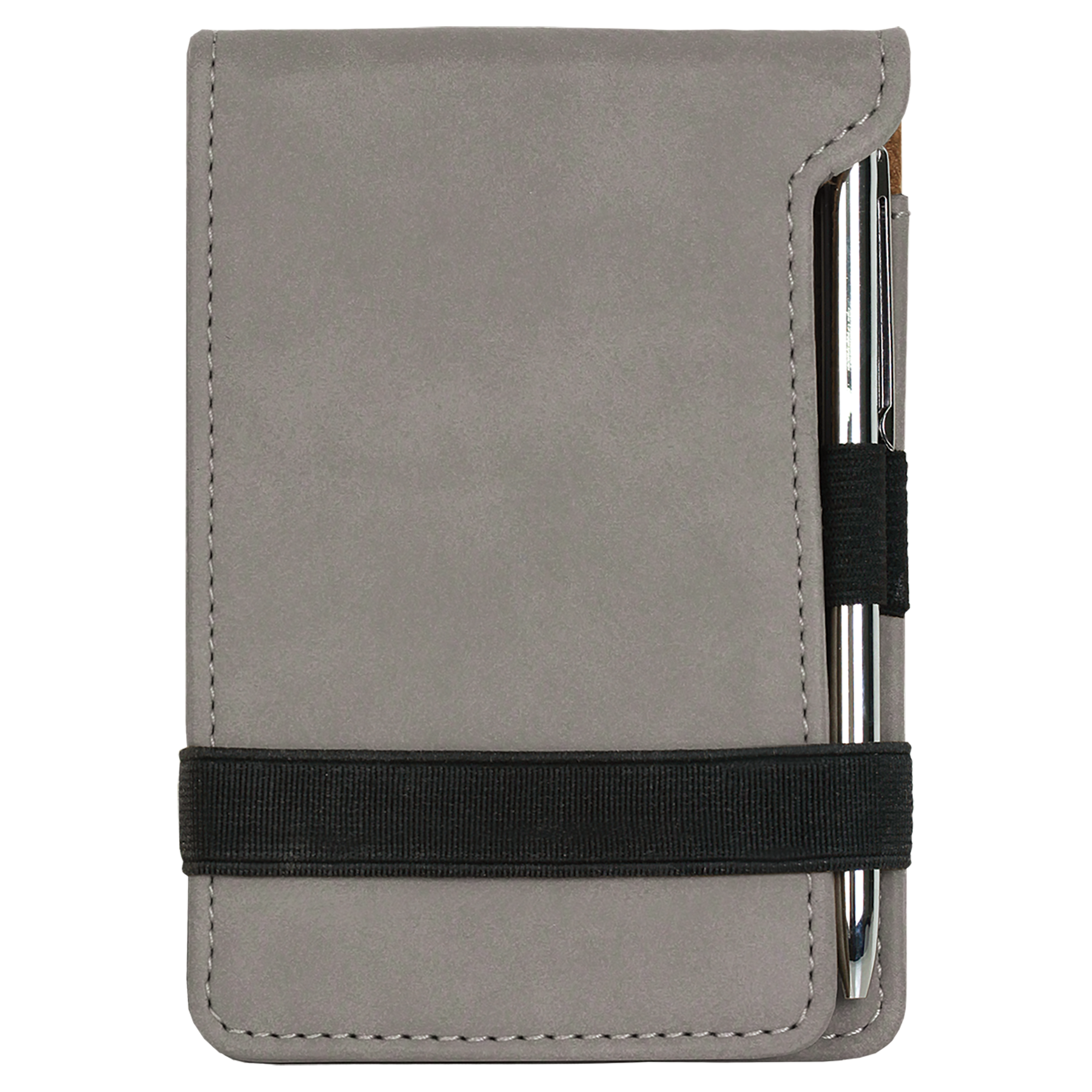 Gray Leatherette Mini Notepad with Pen blank-preview