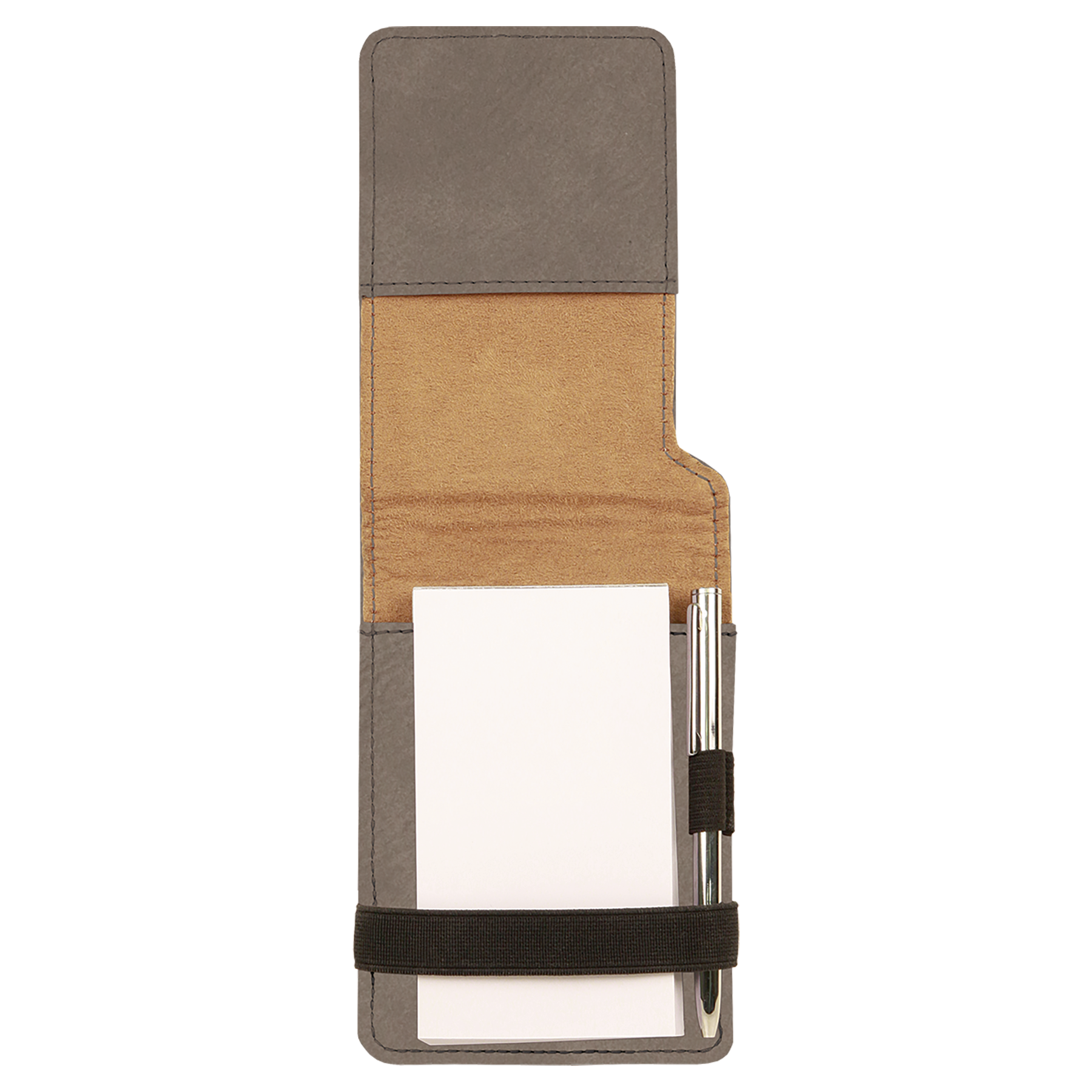 Gray Leatherette Mini Notepad with Pen