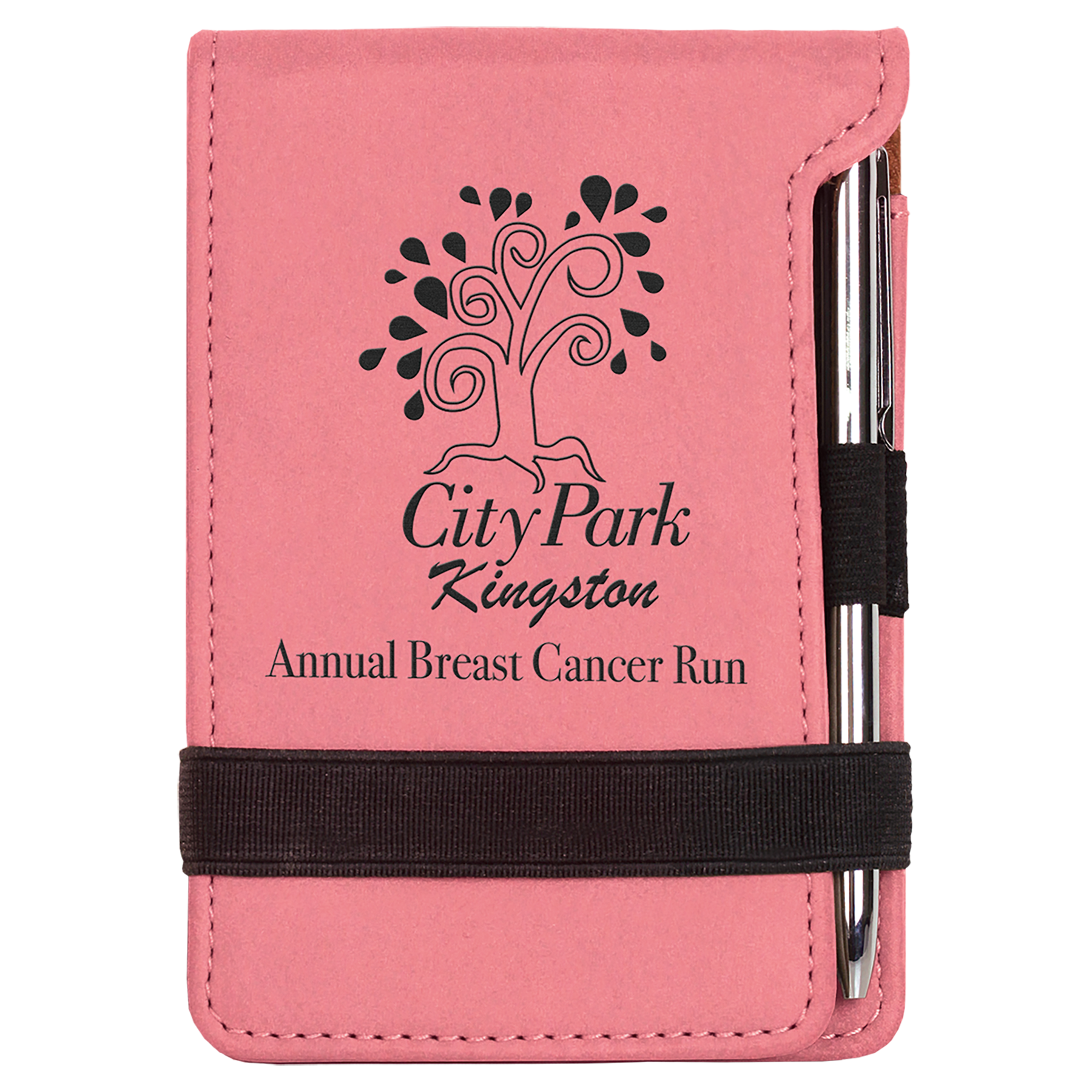 Pink Leatherette Mini Notepad with Pen