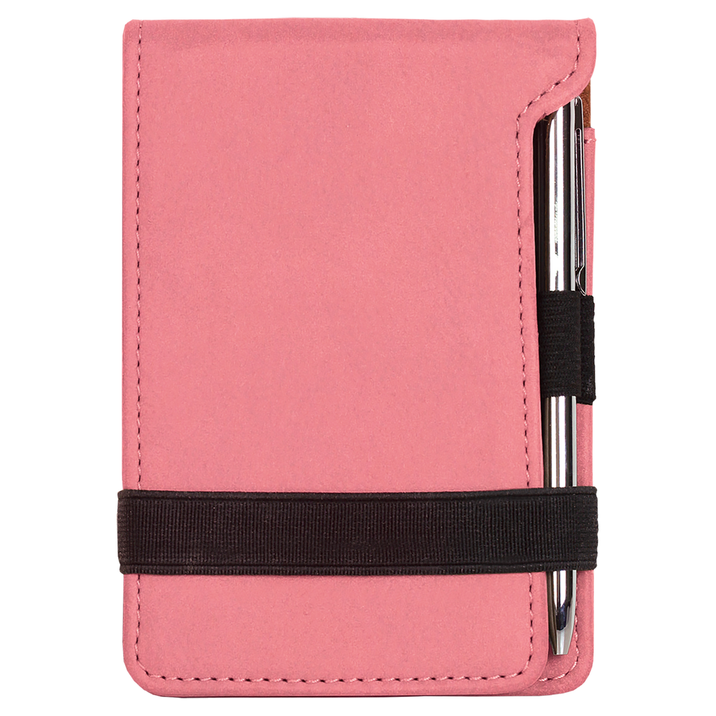 Pink Leatherette Mini Notepad with Pen blank-preview