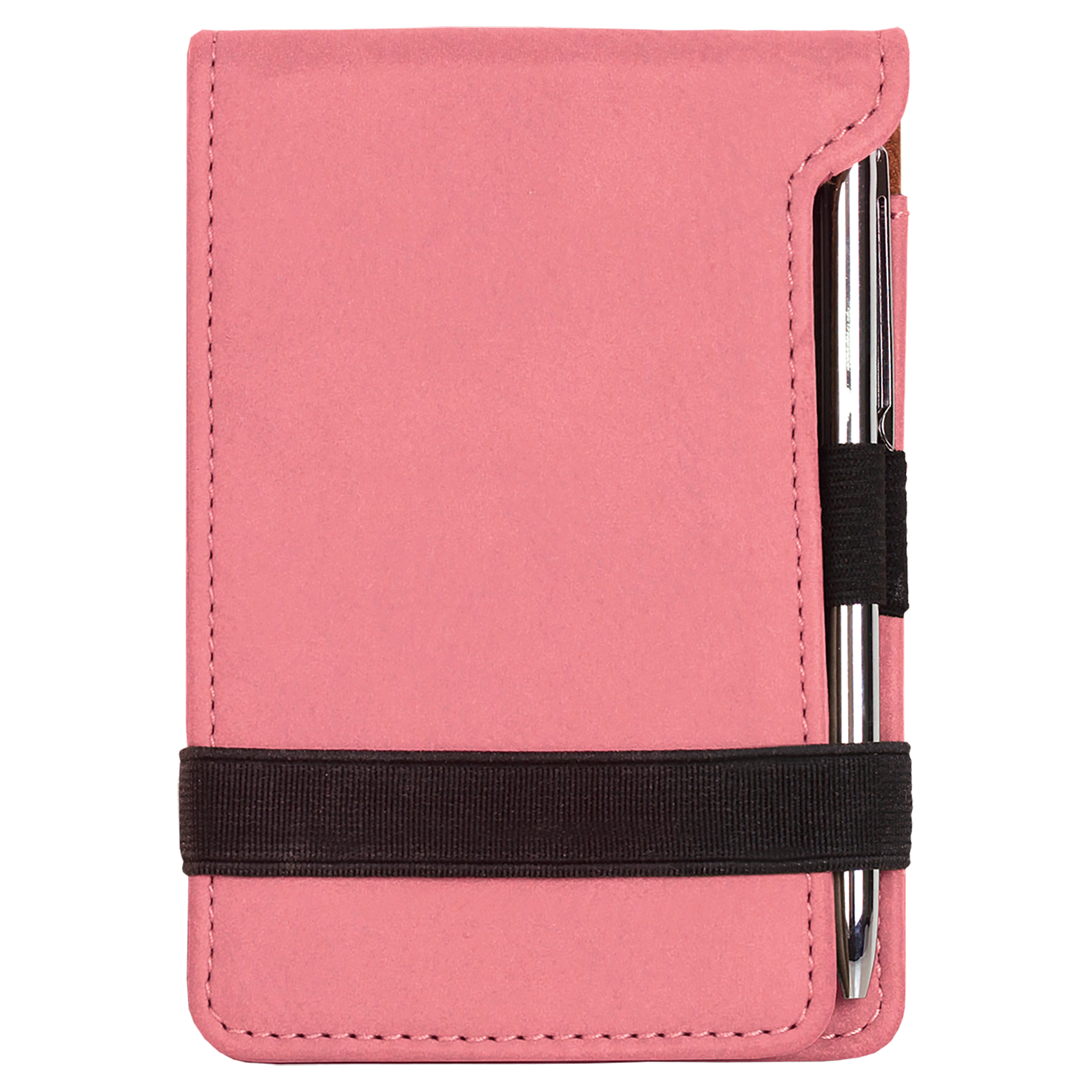 Pink Leatherette Mini Notepad with Pen blank-preview