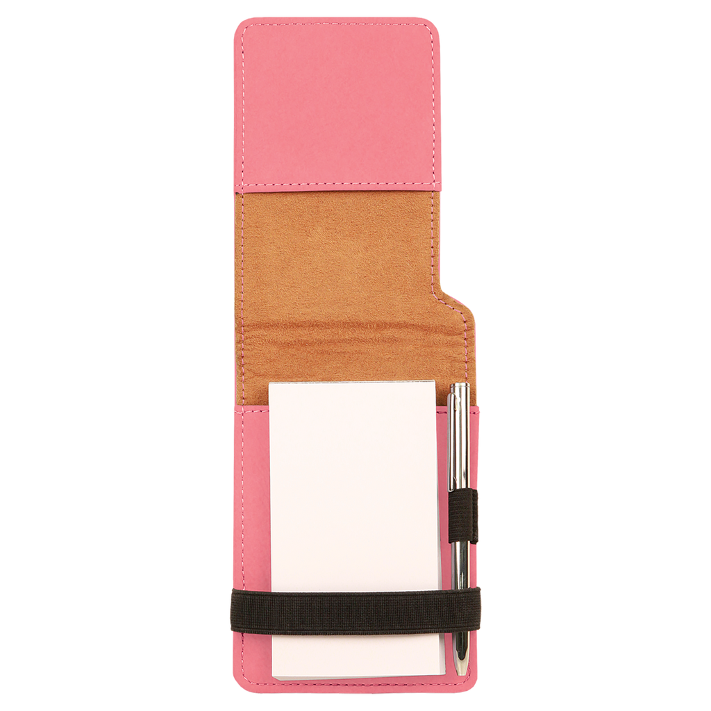 Pink Leatherette Mini Notepad with Pen