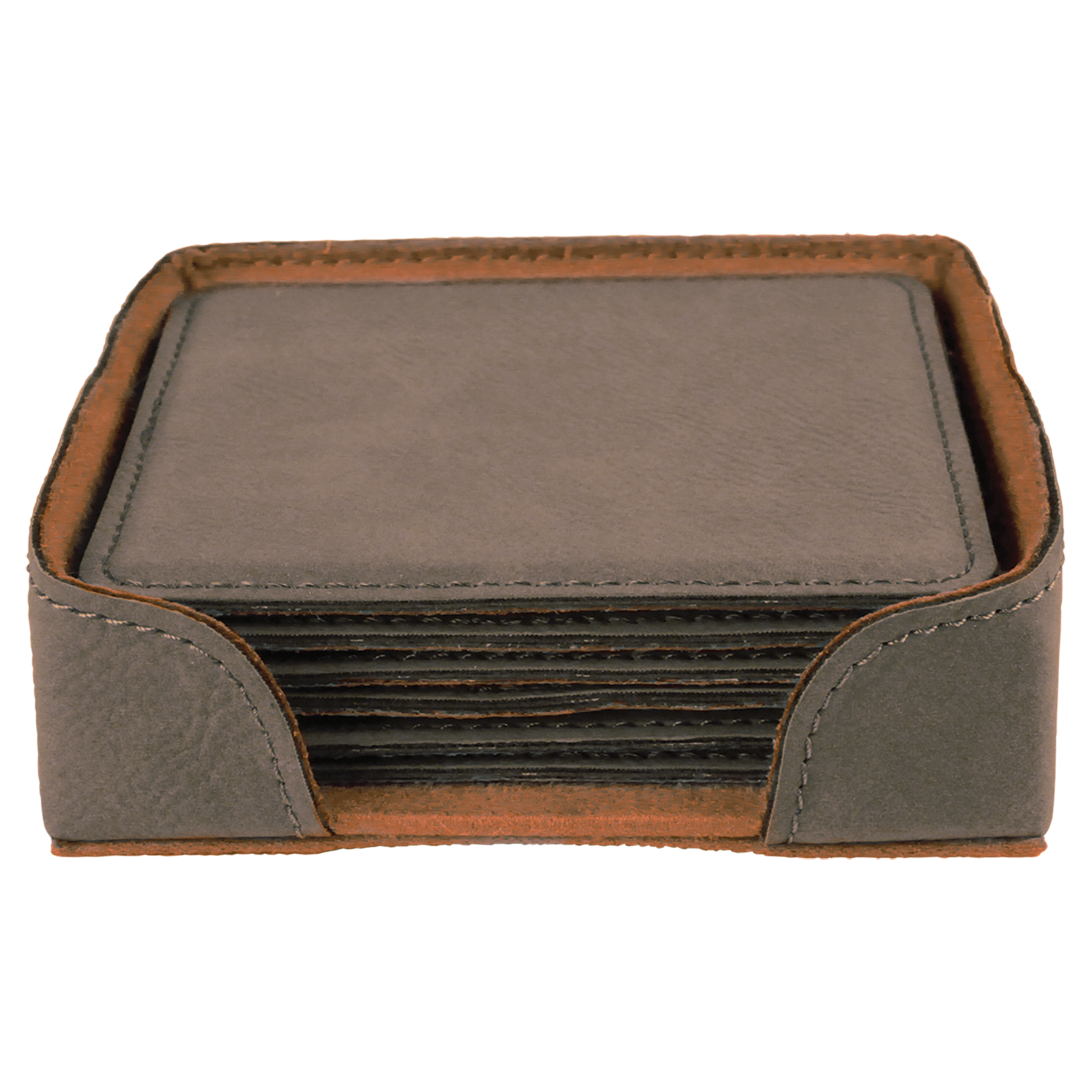 Gray Square Leatherette 6-Coaster Set blank-preview