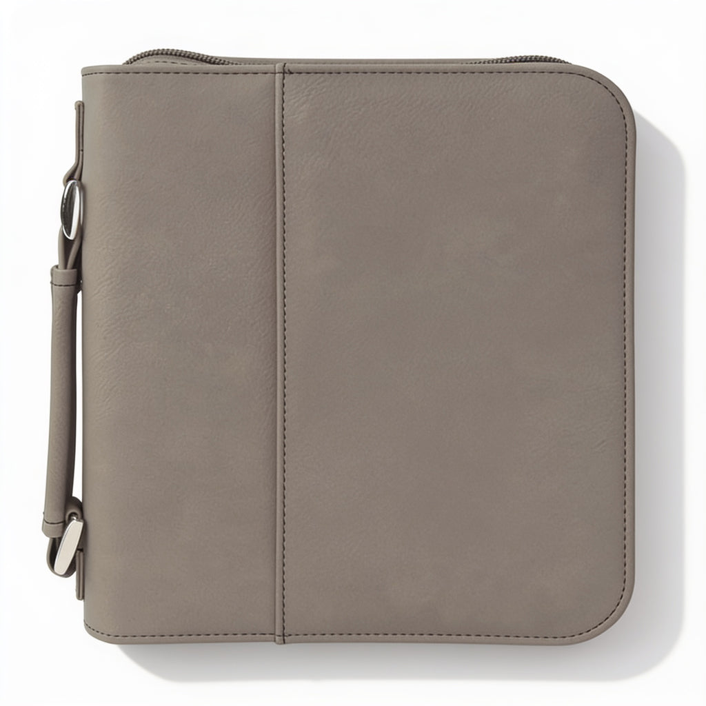 Gray Leatherette Book/Bible Cover with Zipper blank-preview-flat