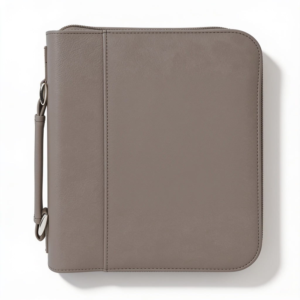 Gray Leatherette Book/Bible Cover with Zipper blank-preview-flat