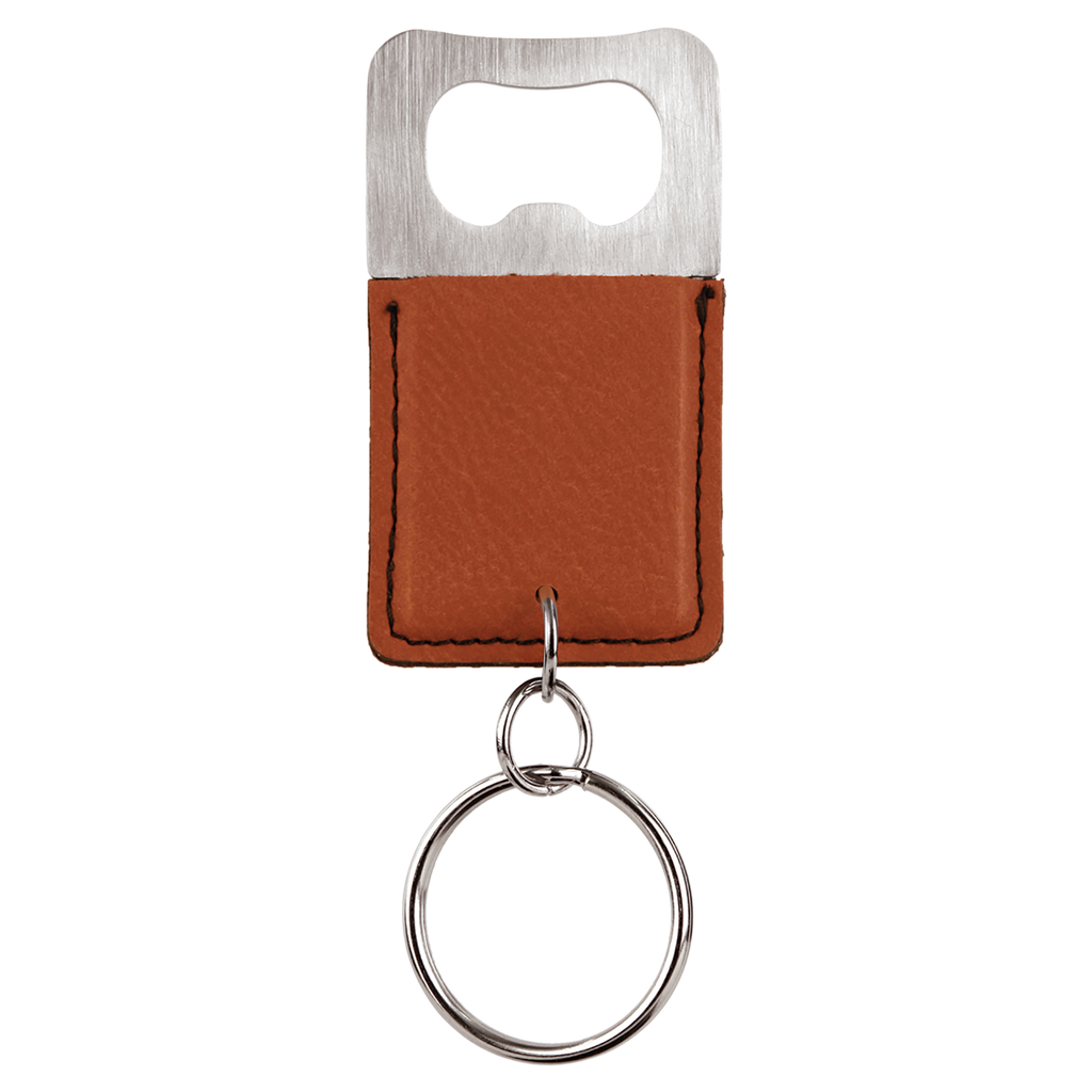 Rawhide Leatherette Rectangle Bottle Opener Keychain blank-preview