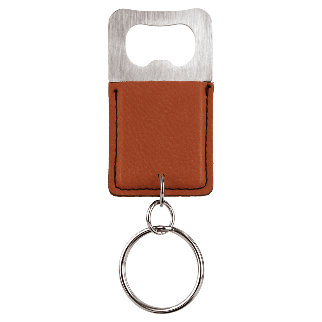 Leatherette Bottle Opener Keychain – Rawhide / Square preview