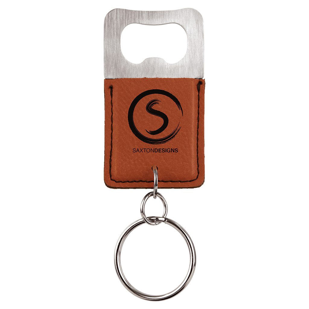Rawhide Leatherette Rectangle Bottle Opener Keychain
