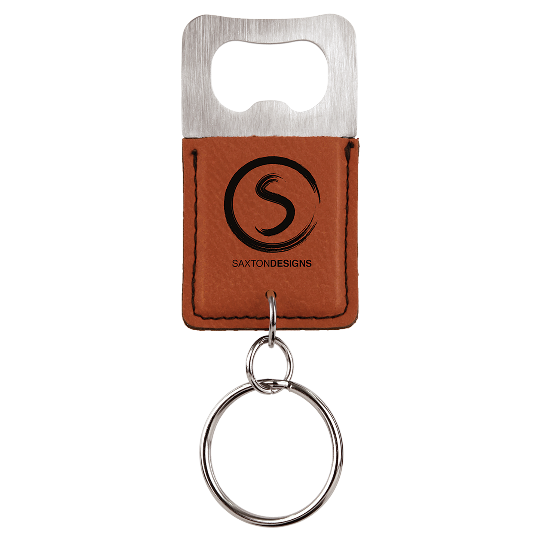 Rawhide Leatherette Rectangle Bottle Opener Keychain