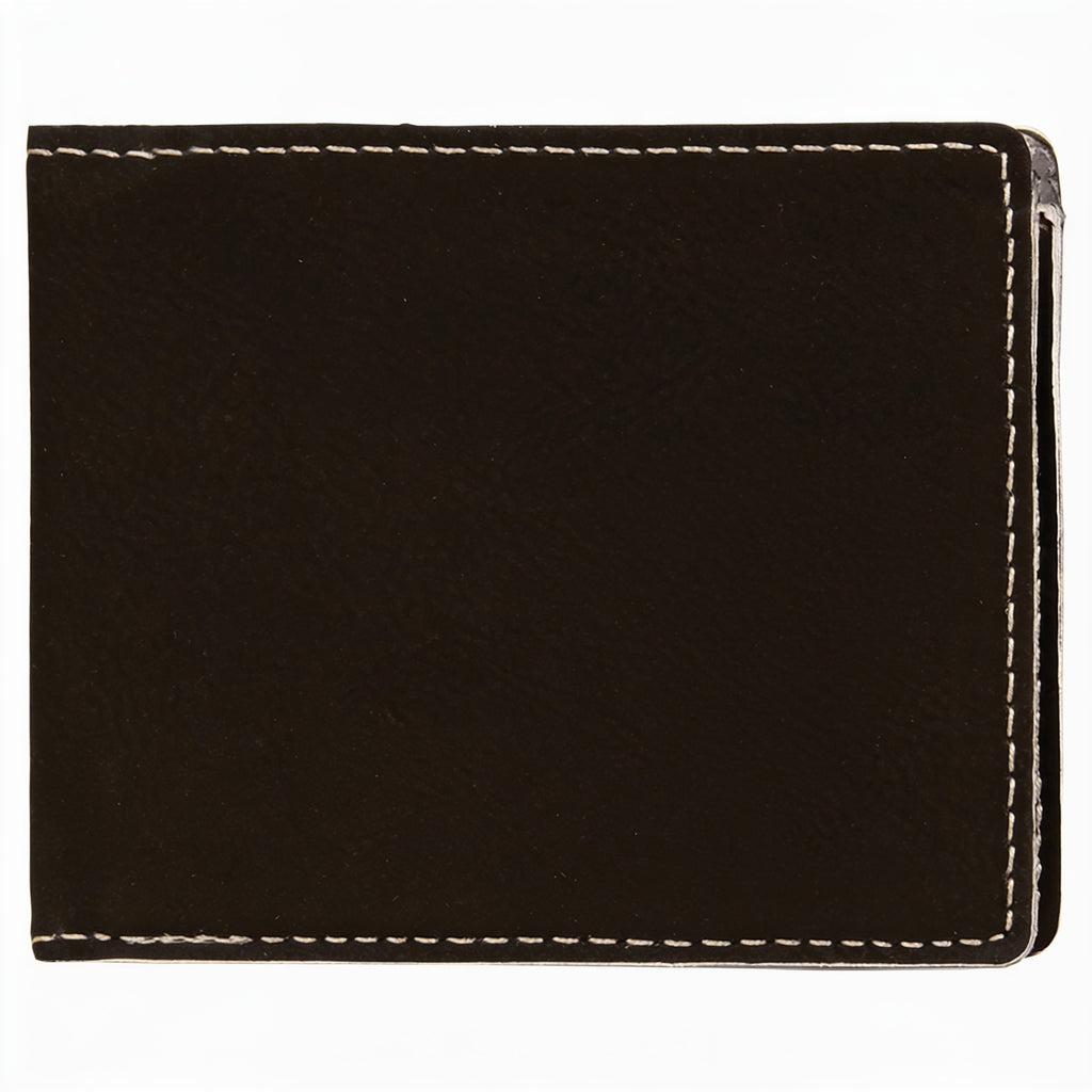 Black/Silver Leatherette Bifold Wallet blank-preview