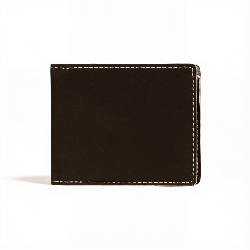 Black/Silver Leatherette Bifold Wallet blank-preview-flat