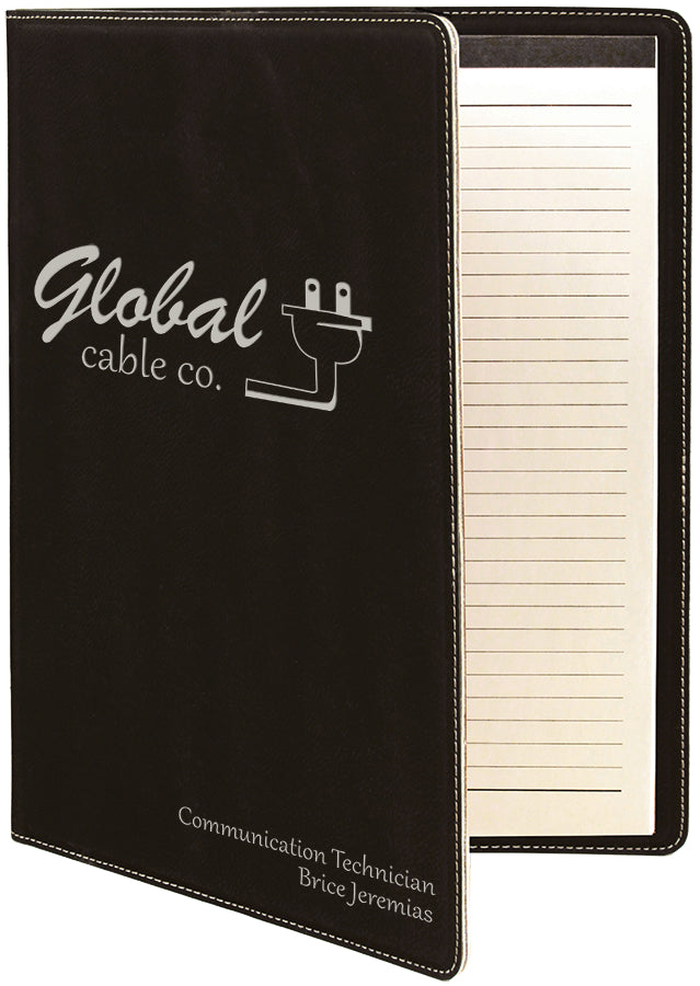 Black/Silver Leatherette Portfolio with Notepad