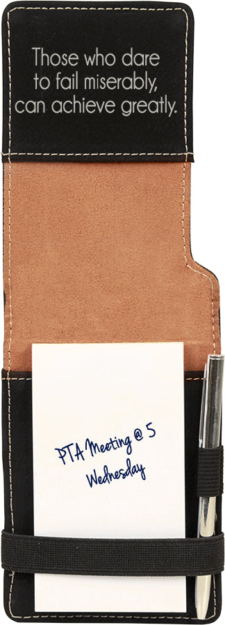Black/Silver Leatherette Mini Notepad with Pen