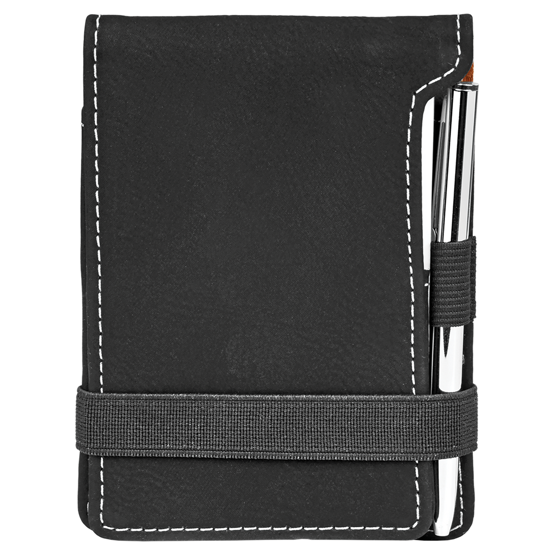 Black/Silver Leatherette Mini Notepad with Pen preview