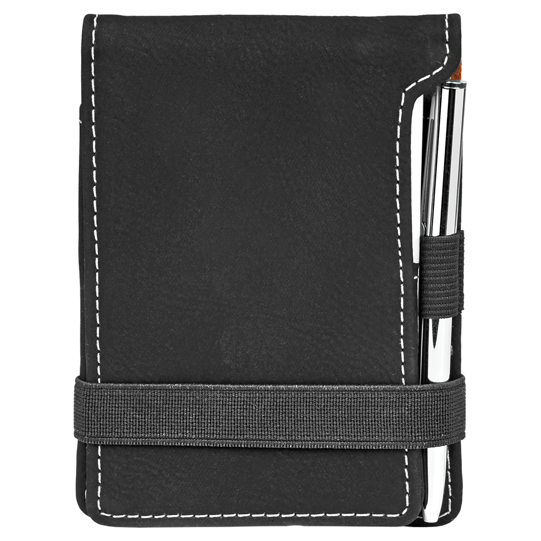 Black/Silver Leatherette Mini Notepad with Pen blank-preview