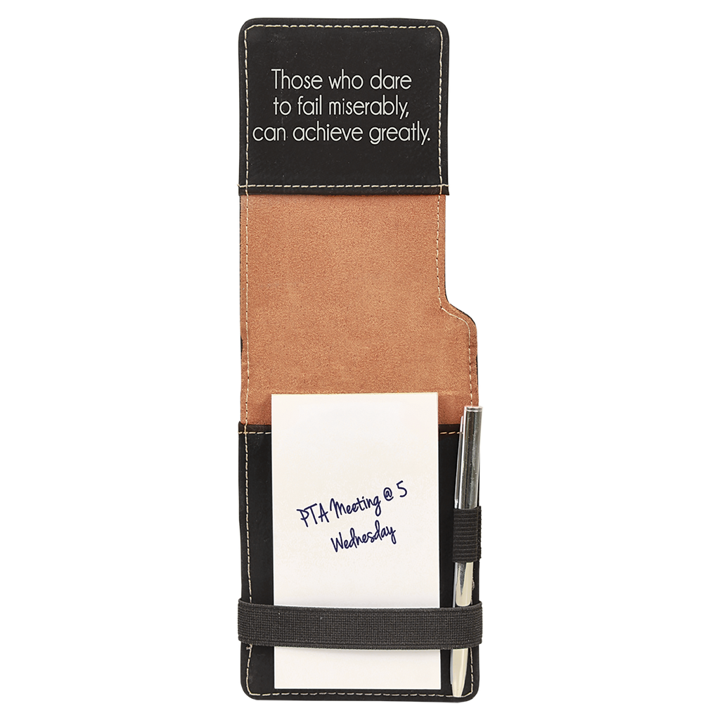 Black/Silver Leatherette Mini Notepad with Pen