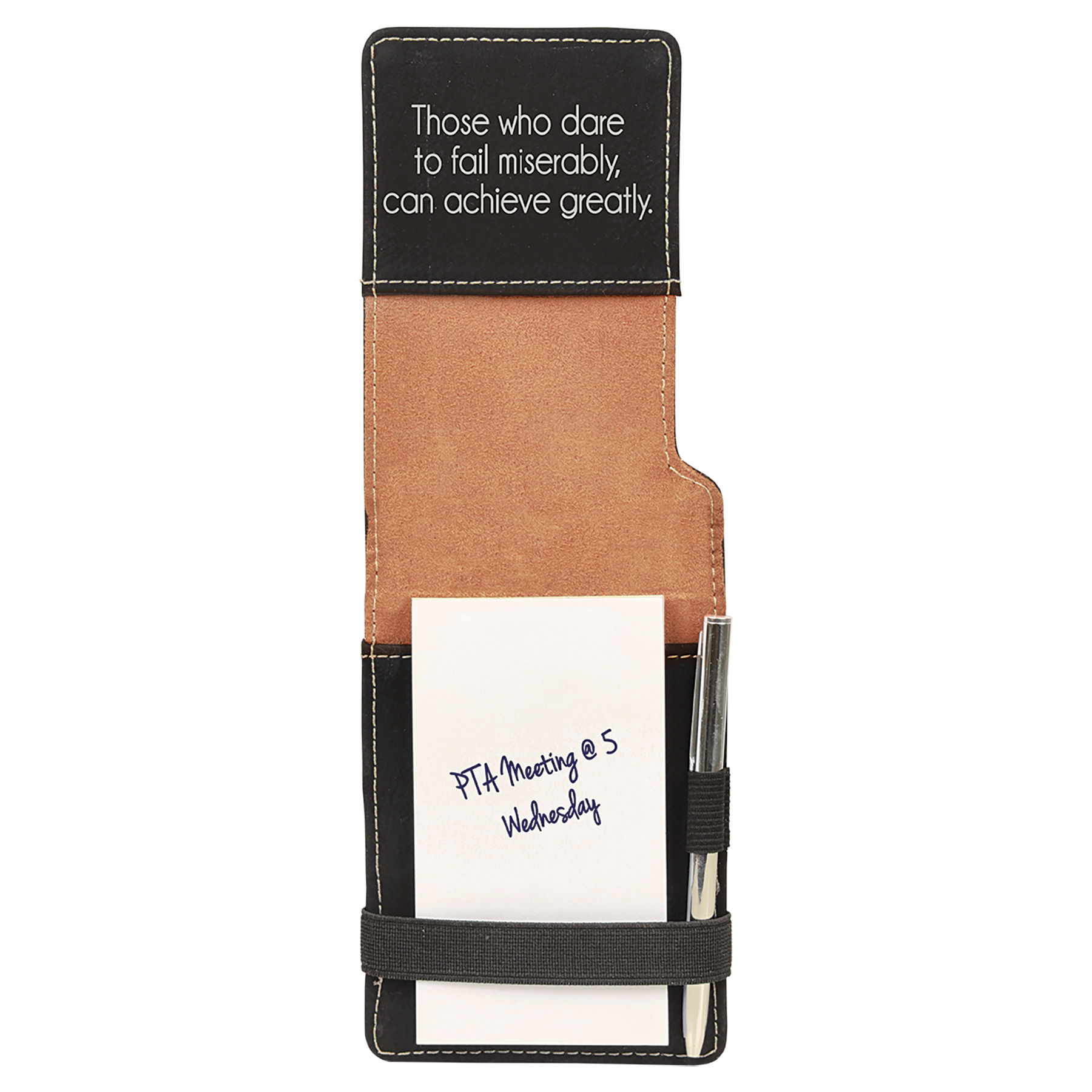 Black/Silver Leatherette Mini Notepad with Pen