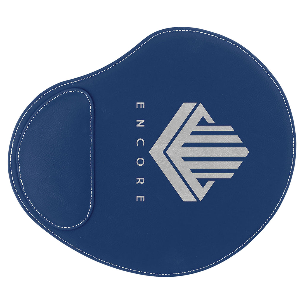 Blue/Silver Leatherette Mouse Pad