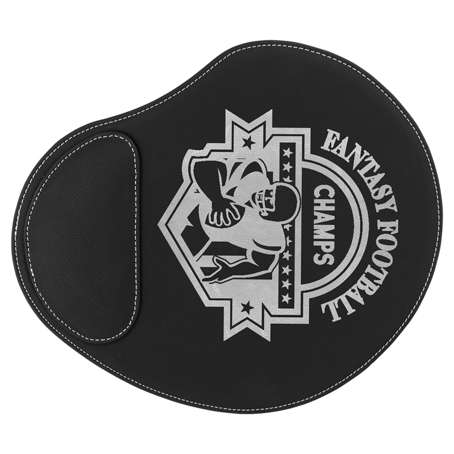 Black/Silver Leatherette Mouse Pad