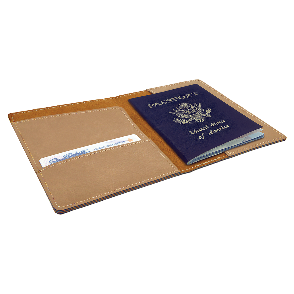 Light Brown Leatherette Passport Holder