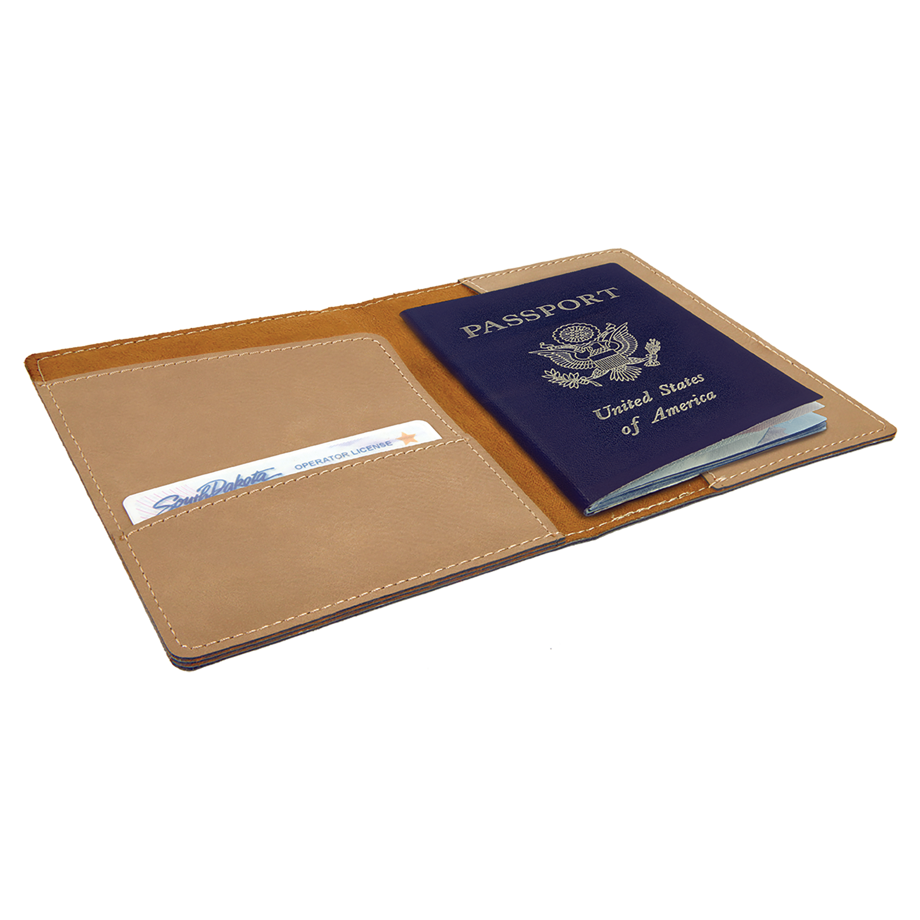 Light Brown Leatherette Passport Holder