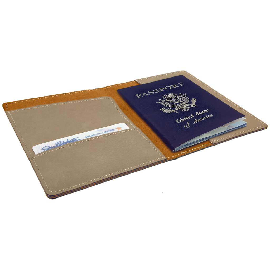 Light Brown Leatherette Passport Holder