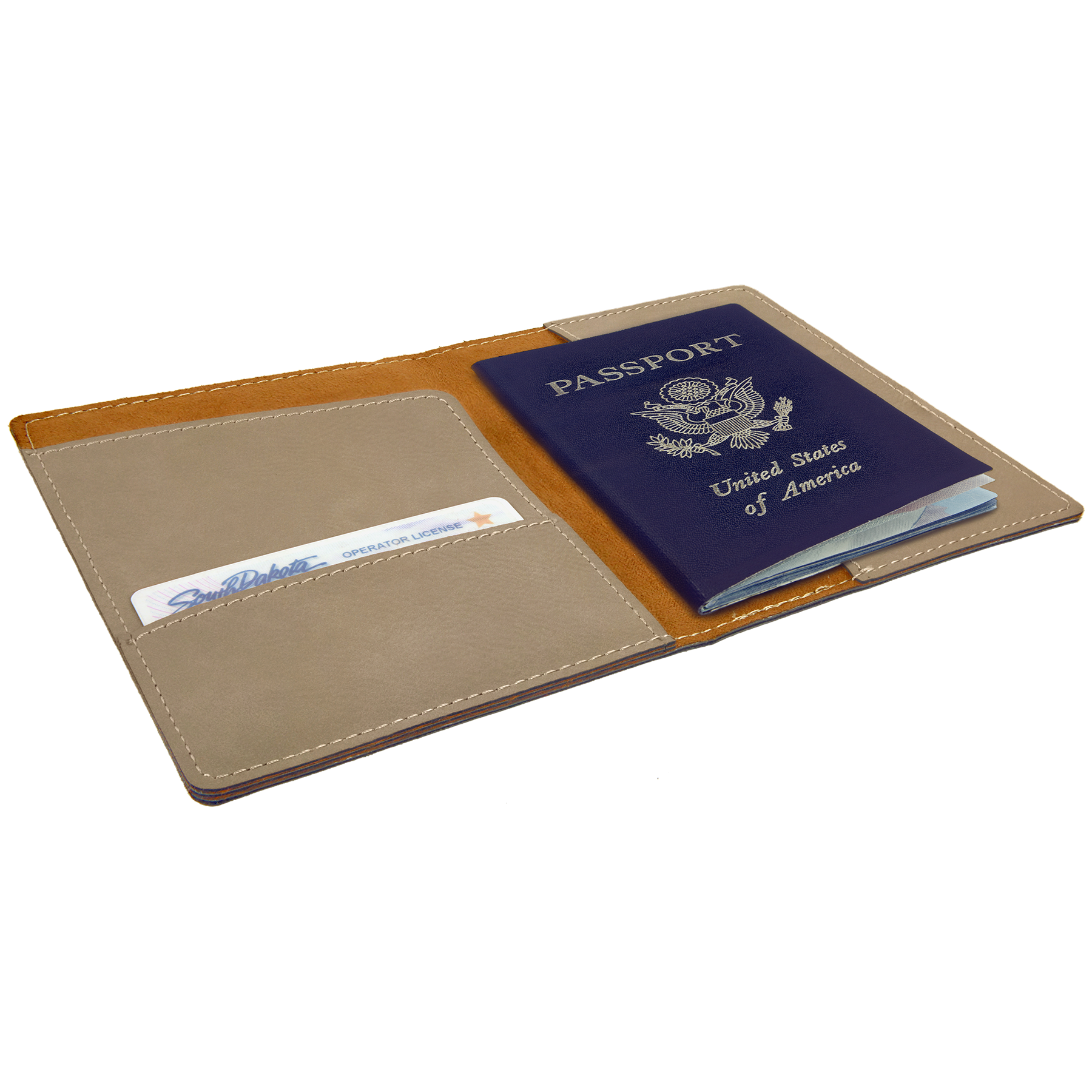 Light Brown Leatherette Passport Holder