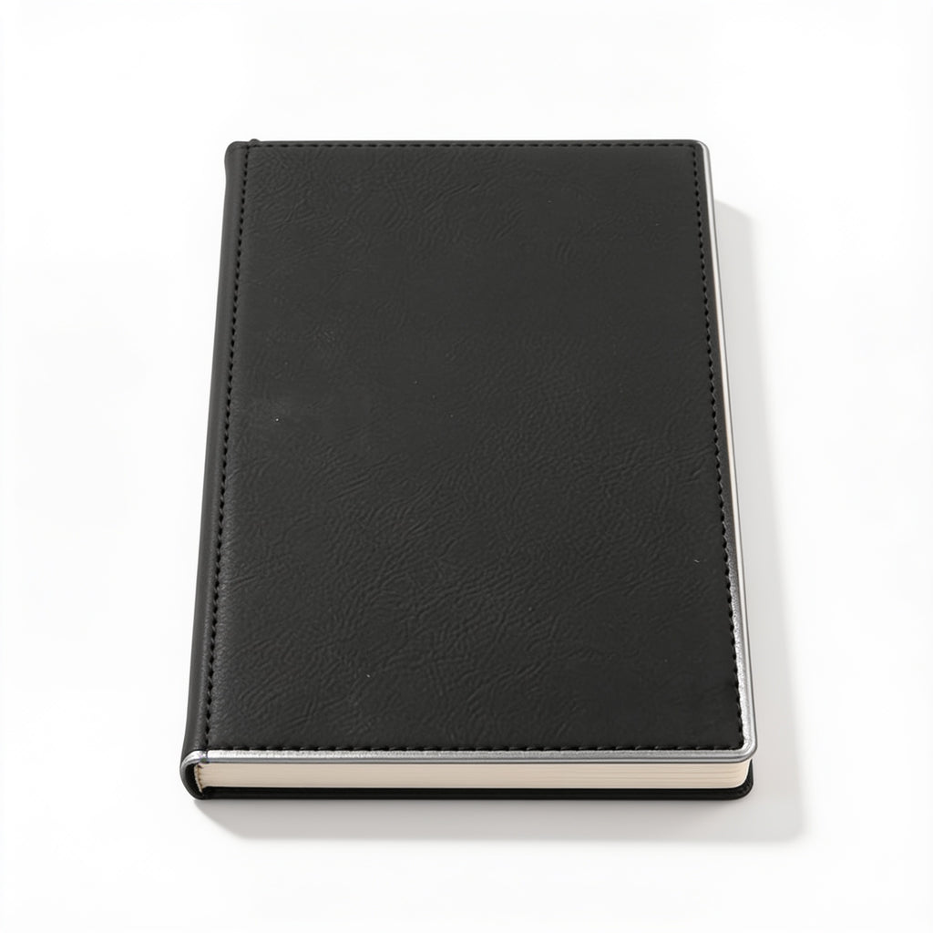Black/Silver Leatherette Journal blank-preview-flat