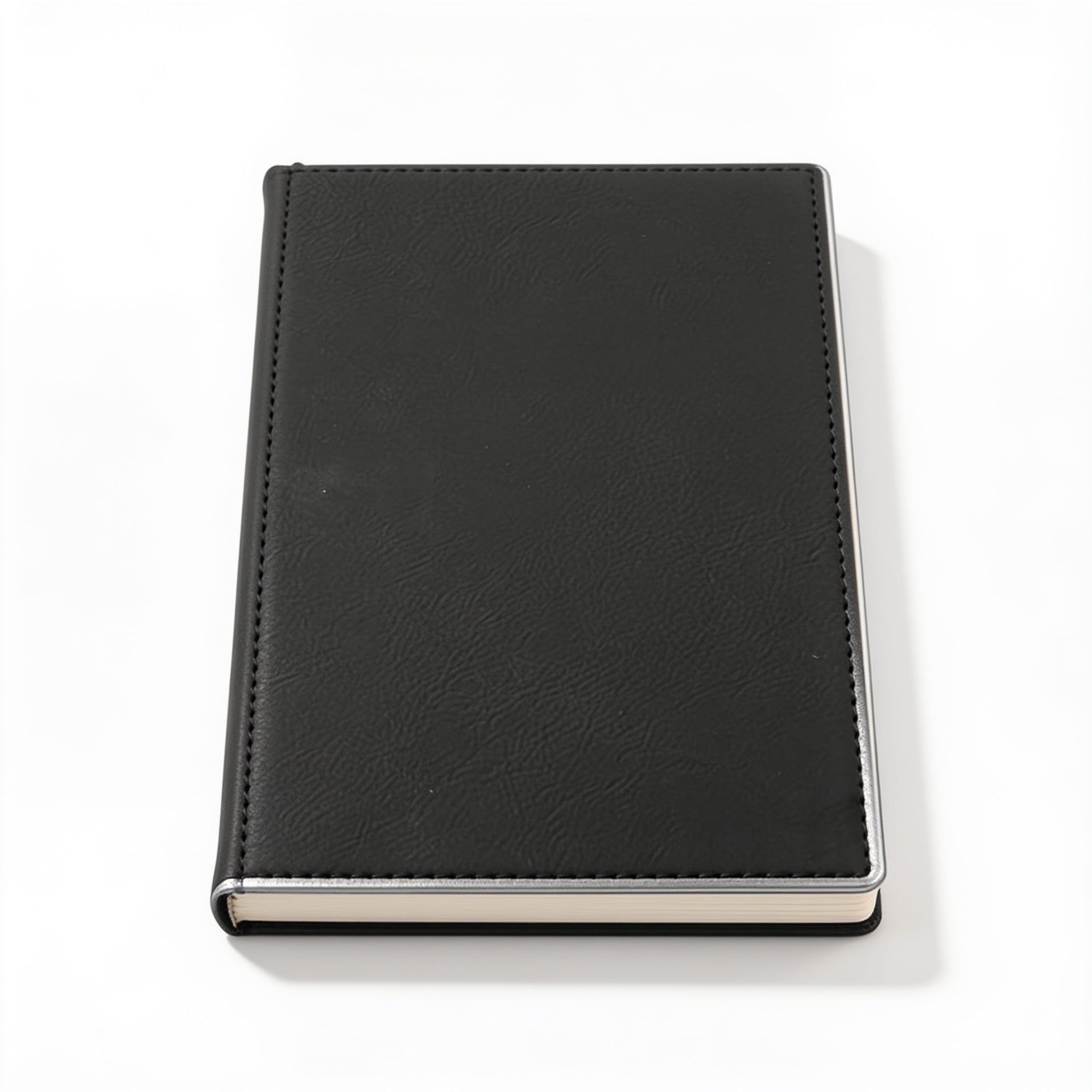 Black/Silver Leatherette Journal blank-preview-flat