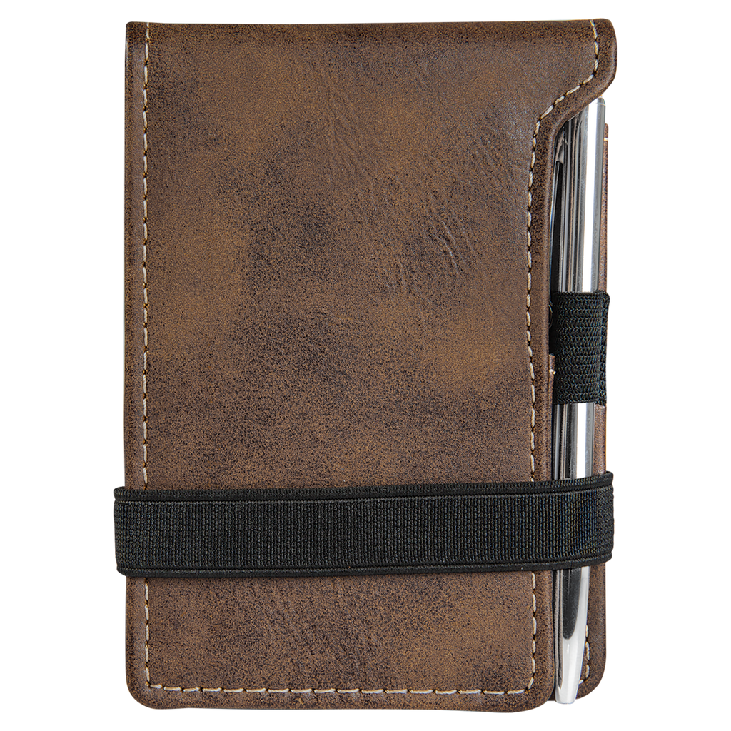 Rustic/Gold Leatherette Mini Notepad with Pen blank-preview