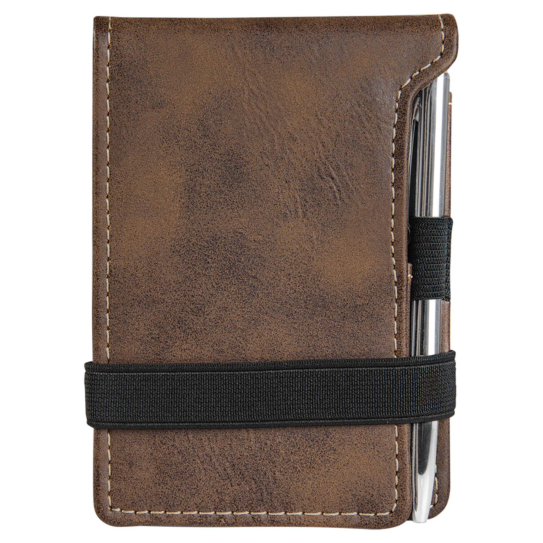 Rustic/Gold Leatherette Mini Notepad with Pen blank-preview